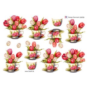 3D klippeark - Blomster, k�nne tulipaner i tekop