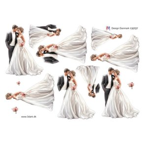 3D klippeark - Bryllup, smukt brudepar