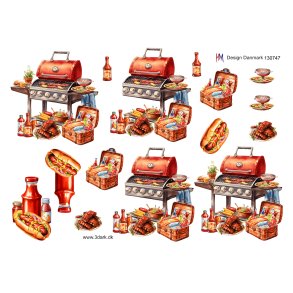3D klippeark - Gasgrill med masser af lkker grillmad & tilbehr