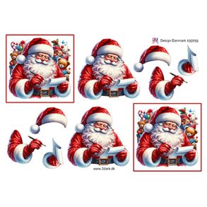 3D klippeark - Jul, Julemanden tjekker �nskeseddel