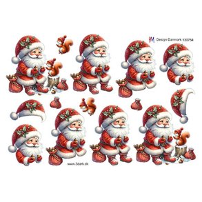 3D klippeark - Jul, Julemanden deler n�dder ud til egern