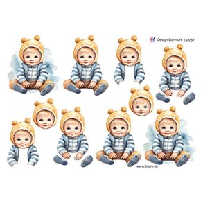 3D klippeark - Baby; Lille dreng m/hue