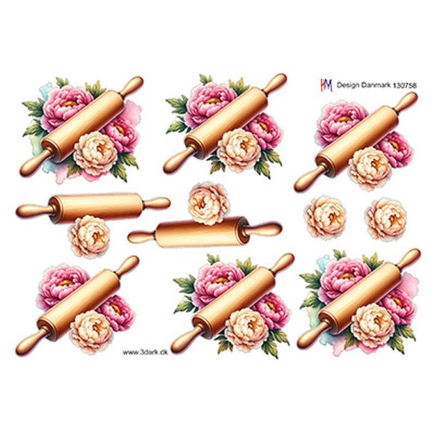 3D klippeark - Kagerulle &amp; Blomster