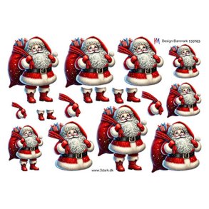 3D klippeark - Jul, Julemand m/stor gaves�k