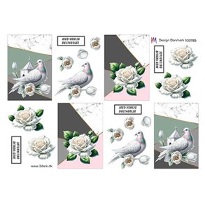 3D klippeark - Kondolance, hvide motiver med due eller rose