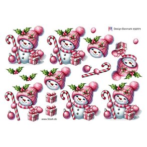 3D klippeark - Jul; S�d snemand med slikstok & pink hue