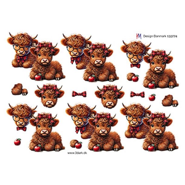 3D klippeark - Dyr; 2 nuttede kalve