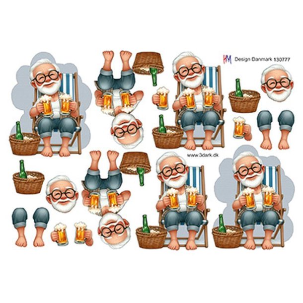 3D klippeark - ldre herre i liggestol nyder dejlig l