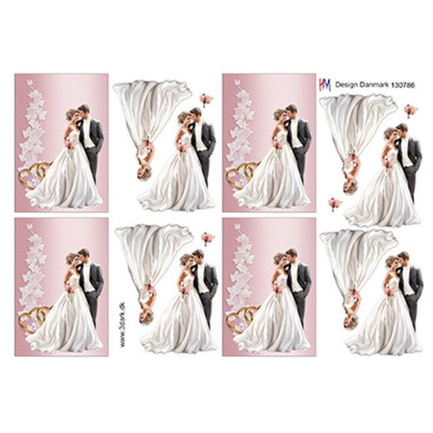 3D klippeark - Sm� motiver (A7 str.) m/brudepar
