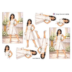 3D klippeark - Konfirmation. M�rkh�ret pige i kirken