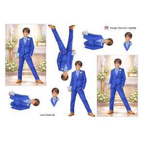 3D klippeark - Konfirmation. M�rkh�ret dreng i kirken