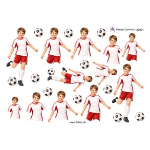 3D klippeark - Fodbold dreng i r�dt/hvidt t�j