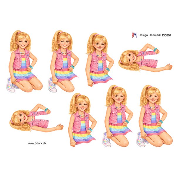 3D klippeark - Lysh�ret pige i sommert�j