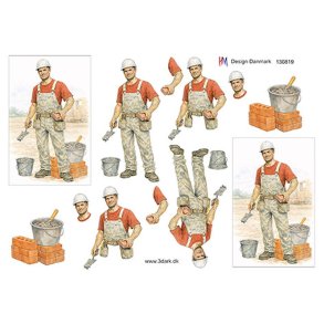 3D klippeark - Job, Murer, mursten & m�rtel