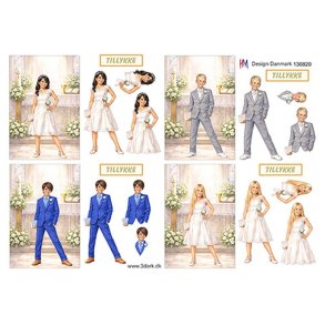 3D klippeark - Konfirmation. Sm� motiver med sk�nne konfirmander