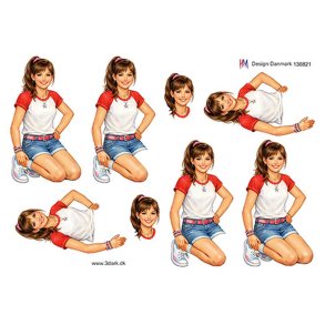 3D klippeark - M�rkh�ret pige i sommert�j