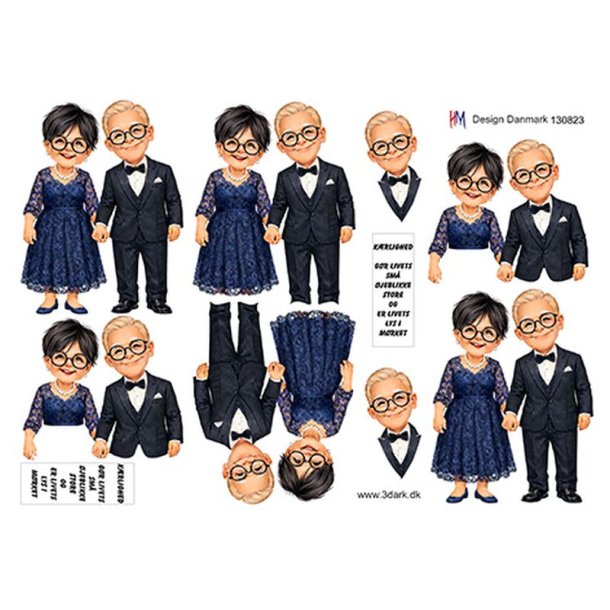 3D klippeark - Festkl�dt par parat til fest, fx som s�lvbrudepar