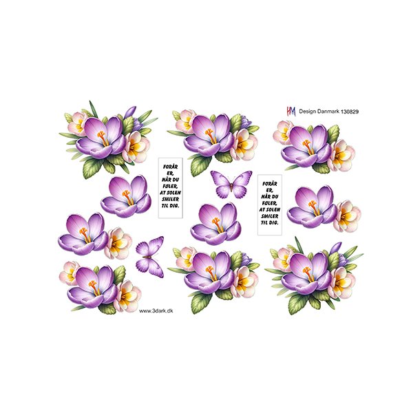 3D klippeark - Blomster, For�rsblomster &amp; sommerfugl