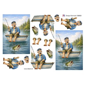 3D klippeark - �ldre herre hygger sig p� fisketur