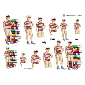 3D klippeark - Student; Dreng m/r�d studenterhue & masser af b�ger