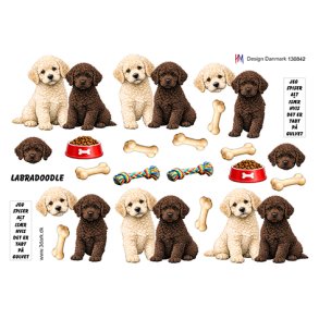 3D klippeark - Hunde; Labradoodle