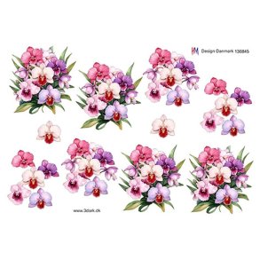 3D klippeark - Blomster, Smuk buket med orkideer