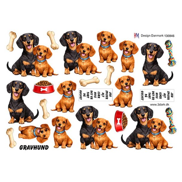 3D klippeark - Hunde; s�de gravhunde