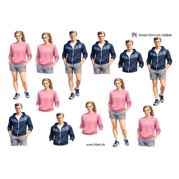 3D klippeark - Kvinde &amp; Mand i shorts/afslappet t�j