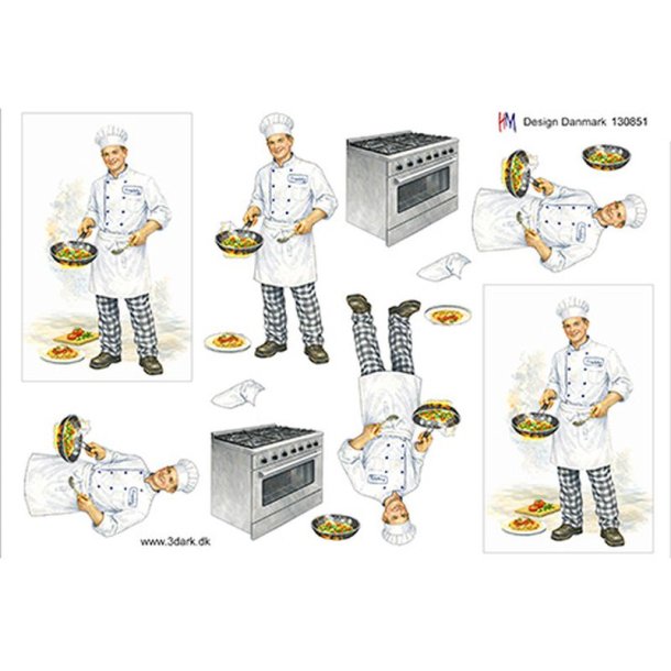 3D klippeark - Job, Kok m/pande og komfur