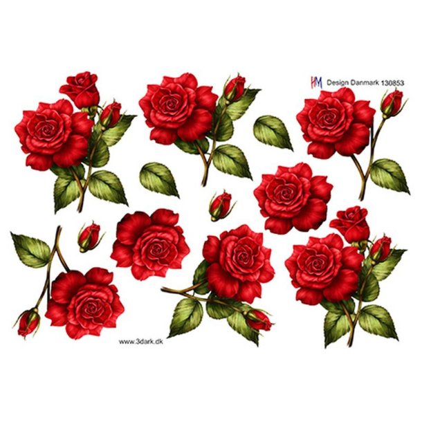 3D klippeark - Blomster, Stor r�d rose