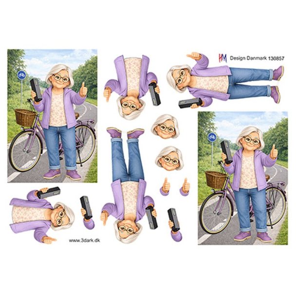 3D klippeark - Moden kvinde med el-cykel