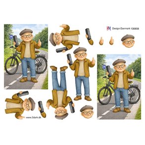 3D klippeark - �ldre herre med el-cykel