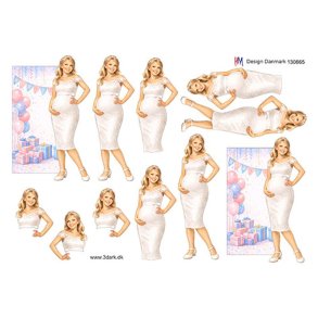 3D klippeark - Baby; Babyshower, gravid kvinde & lysebl�/lyser�de gaver, balloner og banner