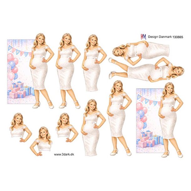 3D klippeark - Baby; Babyshower, gravid kvinde &amp; lysebl�/lyser�de gaver, balloner og banner