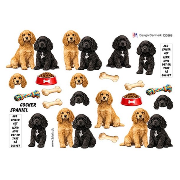 3D klippeark - Hunde; Cocker Spaniel