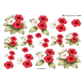 3D klippeark - Blomster, R�de og hvide blomster