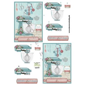 3D klippeark - Kkkenmaskine, kagerulle og bageudstyr