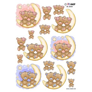 3D klippeark - Babymotiv. S�de bamser i m�neskin