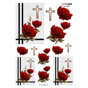 3D klippeark - Kondolance, Rde roser og kors