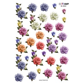 3D klippeark - Blomster, sm roser til pynt eller sm kort