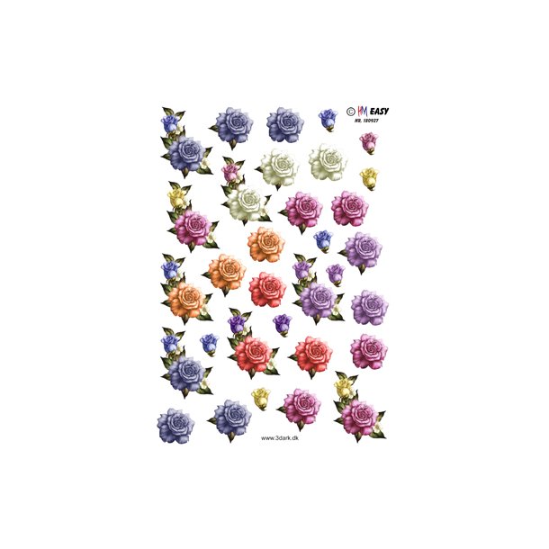 3D klippeark - Blomster, sm roser til pynt eller sm kort