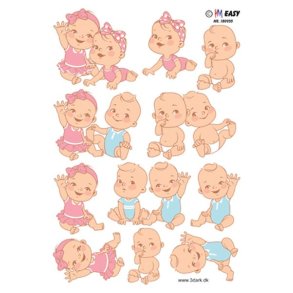 3D klippeark - Baby, barned�b, nuttede tvillinger