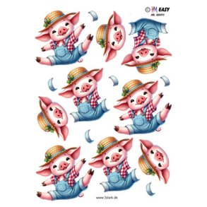 3D klippeark - Sjov springende gris i hopla