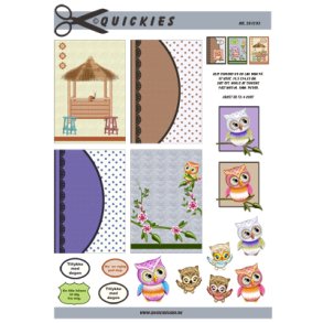 3D klippeark - Sm motiver, sde ugler & sm tekster