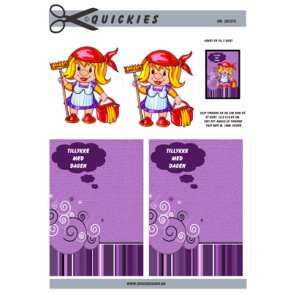 3D klippeark - Job, Serviceassistent, Rengringsdame, Mutter med kost og spand