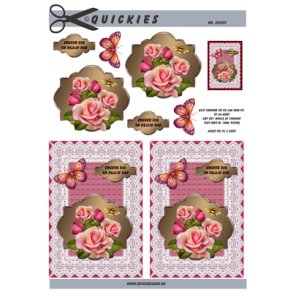 3D klippeark - Blomster. Pink roser p romantisk baggrund