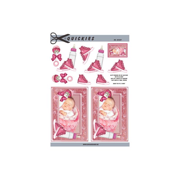 3D klippeark - Baby; Pink motiv m/ sd sovende baby