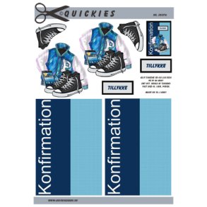 3D klippeark - Konfirmation, bl� jakke, sneakers & mobiltelefon