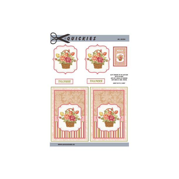3D klippeark - Blomster. Kurv m/roser