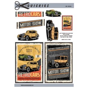 3D klippeark - Retro plakater m/gamle biler